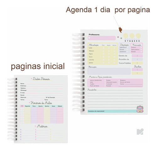 Agenda Creche Maternal Infantil 2025 Panda Rosa Menina