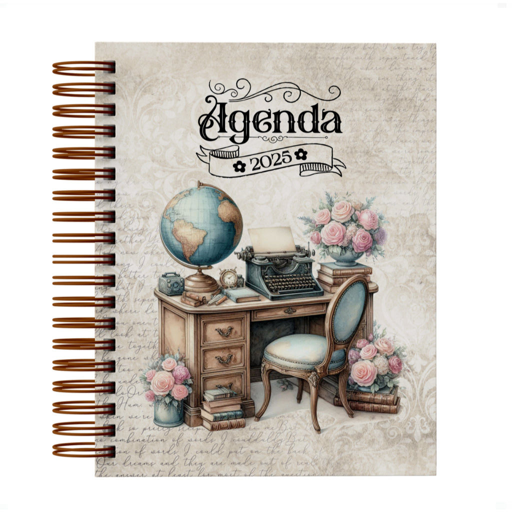 Agenda 2025 Vintage Elegância Estilo Retrô
