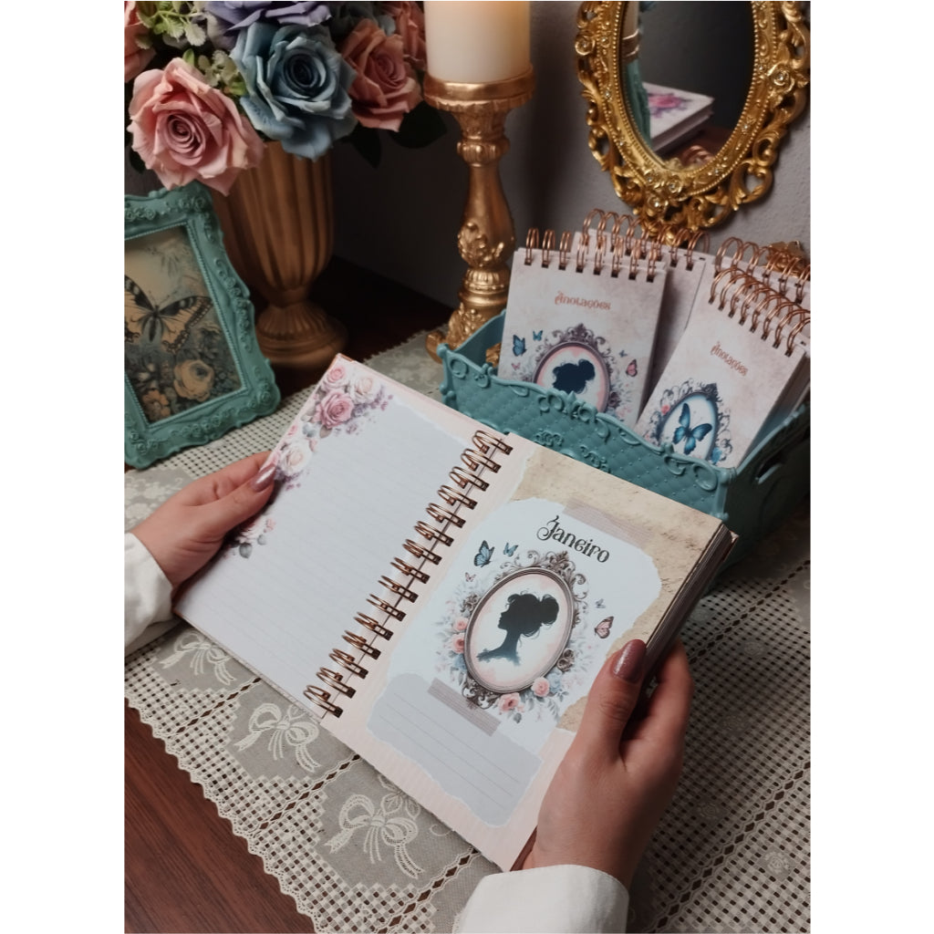 Agenda 2025 Vintage Elegância Estilo Retrô