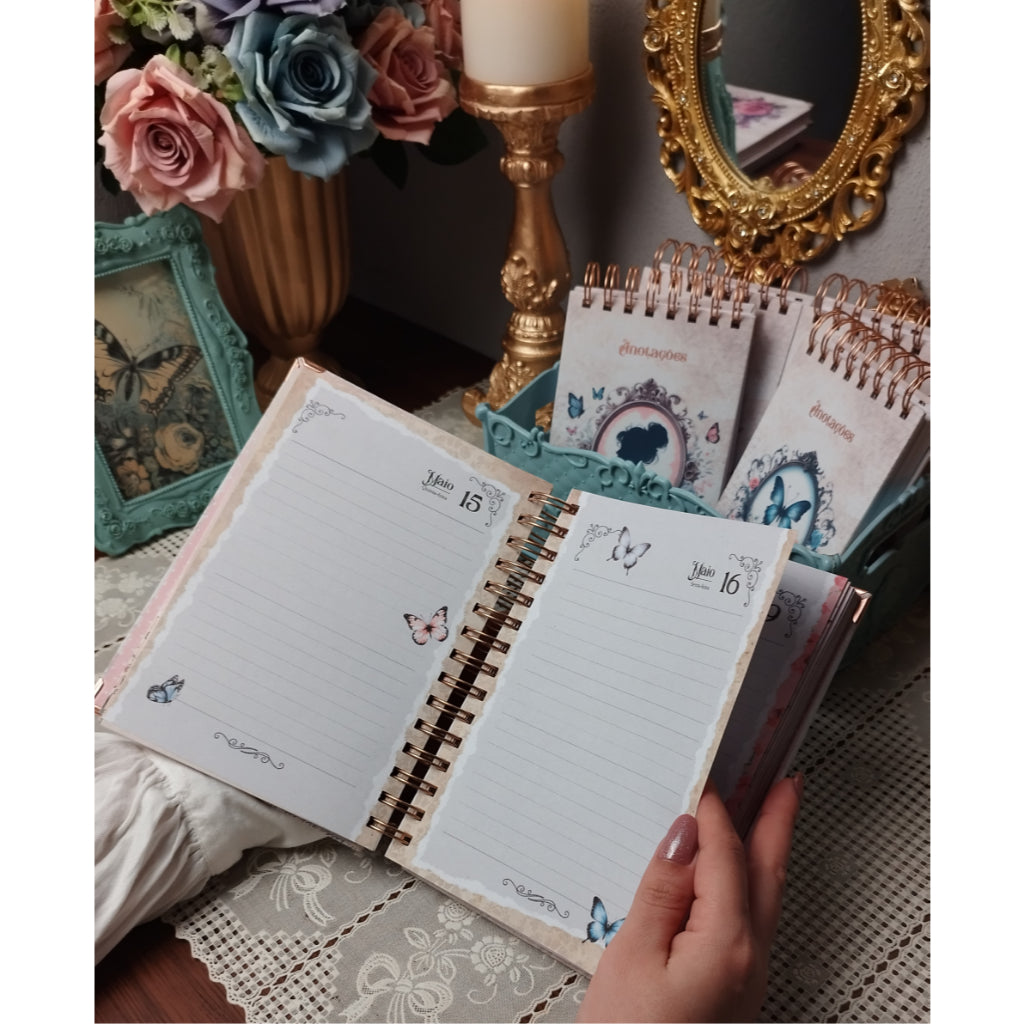 Agenda 2025 Vintage Elegância Estilo Retrô