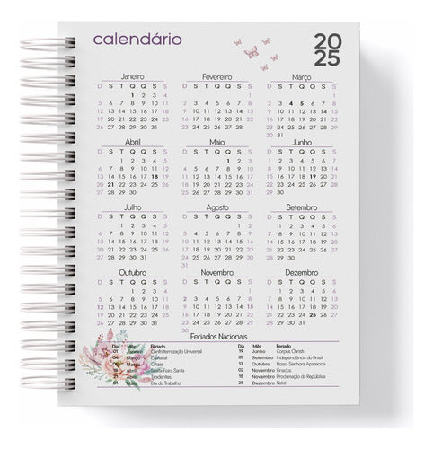 Agenda 2025 - 1 dia por Página, Coleção Borboletas