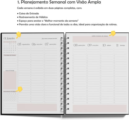 Planner 2026 - Cada flor no seu tempo: planeje o ano com calma e propósito.
