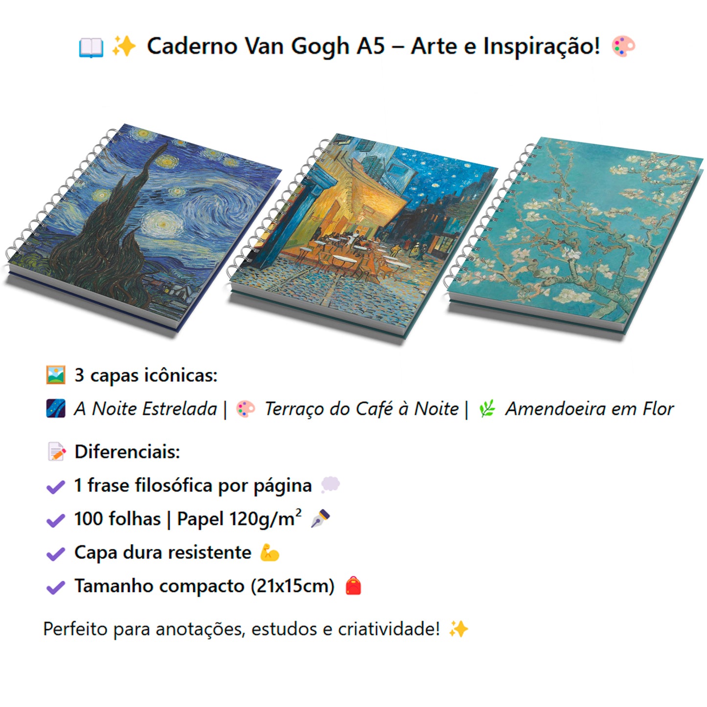 Caderno Van Gogh A5 – Arte e Estilo em Cada Página!