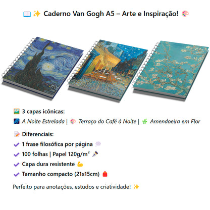 Caderno Van Gogh A5 – Arte e Estilo em Cada Página!